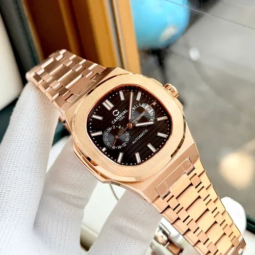 Đồng hồ Nam Carnival 8158G-VH-N Màu Đen - Dây Kim Loại Nâu: Phong Cách Nautilus Tàu Ngầm Đầy Nam Tính