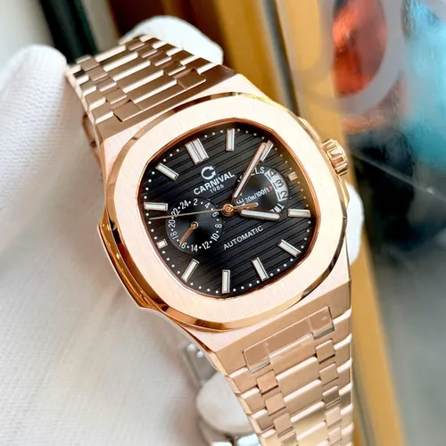 Đồng hồ Nam Carnival 8158G-VH-N Màu Đen - Dây Kim Loại Nâu: Phong Cách Nautilus Tàu Ngầm Đầy Nam Tính