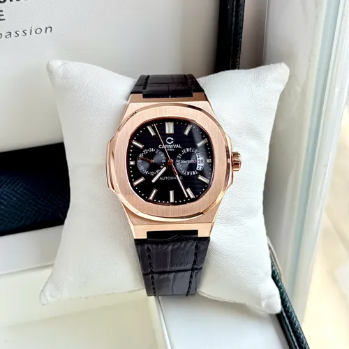 Đồng hồ Nam Carnival 8158G Màu Đen - Dây Da: Kiểu Dáng Chuẩn Patek & Chi Tiết Lộ Cơ Độc Nhất