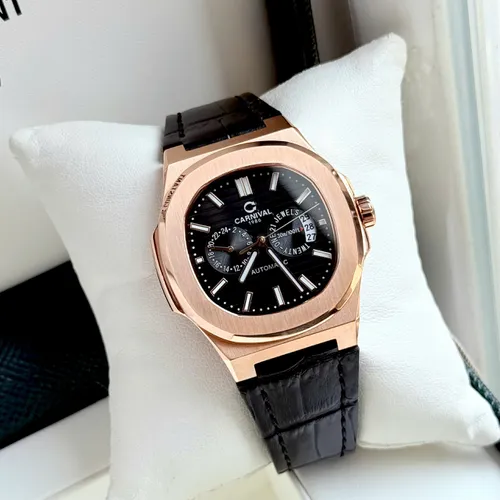 Đồng hồ Nam Carnival 8158G Màu Đen - Dây Da: Kiểu Dáng Chuẩn Patek & Chi Tiết Lộ Cơ Độc Nhất