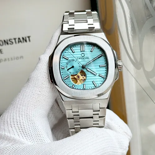 Đồng hồ Nam Carnival 8159G Màu Xanh Ngọc - Dây Kim Loại: Chi Tiết Lộ Cơ Độc Nhất Dòng 8159G