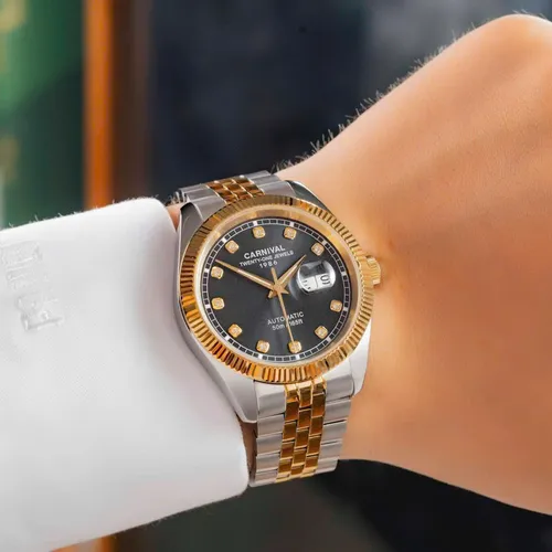Đồng Hồ Nam Carnival 8131G-CV-D Mặt Số Đen - Dây Kim Loại: Vẻ Đẹp Từ Huyền Thoại Rolex Date