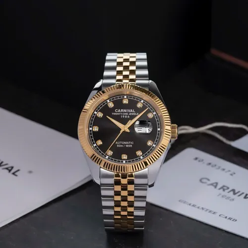 Đồng Hồ Nam Carnival 8131G-CV-D Mặt Số Đen - Dây Kim Loại: Vẻ Đẹp Từ Huyền Thoại Rolex Date