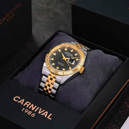 Đồng Hồ Nam Carnival 8131G-CV-D Mặt Số Đen - Dây Kim Loại: Vẻ Đẹp Từ Huyền Thoại Rolex Date