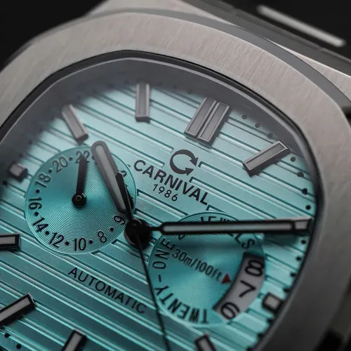 Đồng hồ Nam Carnival 8158G-VT-XD Màu Xanh Ice Blue - Dây Kim Loại: Mặt Số Dial Chuẩn Patek Đầy Nam Tính