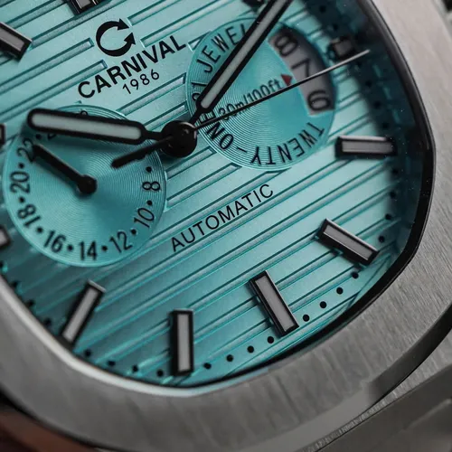Đồng hồ Nam Carnival 8158G-VT-XD Màu Xanh Ice Blue - Dây Kim Loại: Mặt Số Dial Chuẩn Patek Đầy Nam Tính