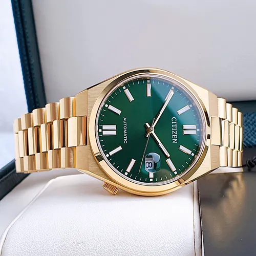 🔥(SIÊU HIẾM) Đồng Hồ Nam CITIZEN TSUYOSA NJ0152-51X President - Green Gold - Cảm Hứng Từ ROLEX Huyền Thoại Cho Bạn!