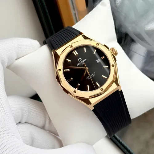 Đồng Hồ Nam Carnival 8168G-VH-DCS-D: Dây Nhựa Đen & Viền Vàng - Nét Cổ Điển Của Thời Gian
