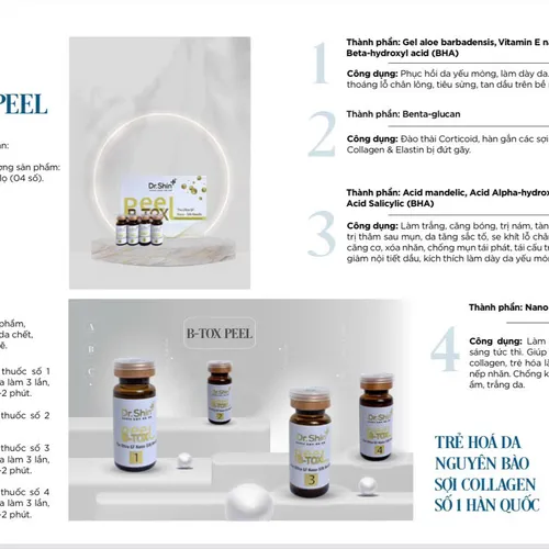 Bộ trẻ hóa Btox Peel gồm 4 lọ; Dung tích mỗi lọ 48ml