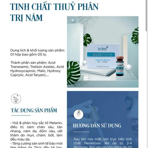 Bộ sản phẩm Medetoxin Plus gồm 1 lọ; Dung tích 5ml