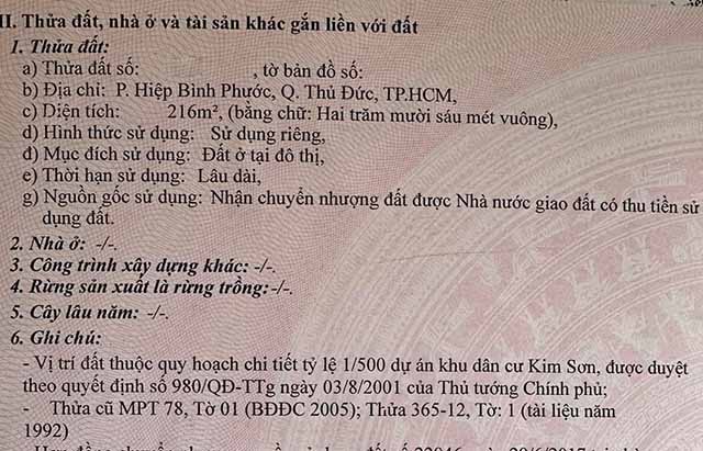 ban dat duong so 12 hiep binh phuoc gan du an jamona