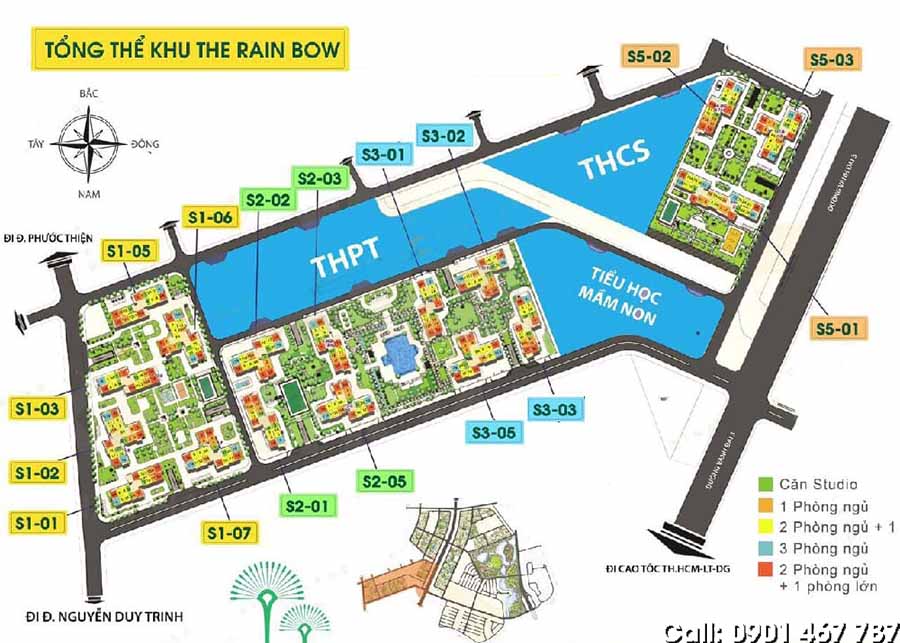mặt bằng khu rainbow