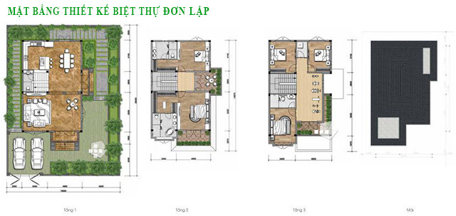 thiết kế biệt thự đơn lập gem sky world long thành