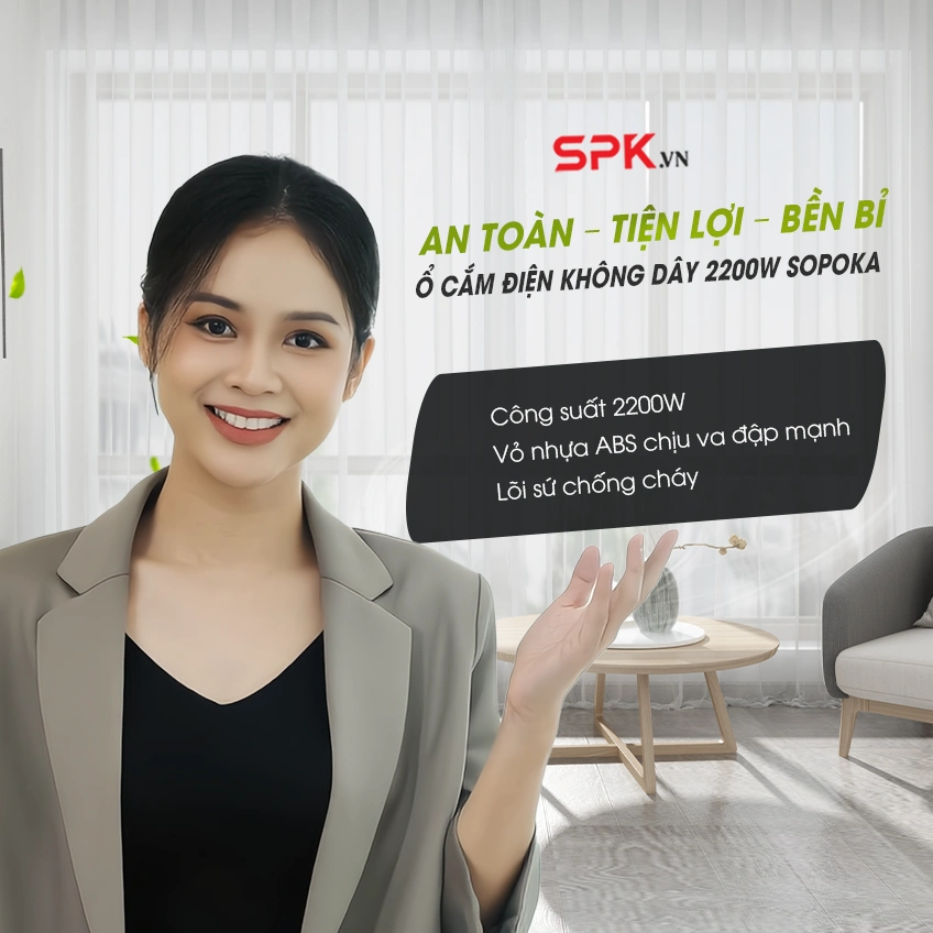 Ổ Cắm Điện Không Dây 2200W SOPOKA - SPK.VN