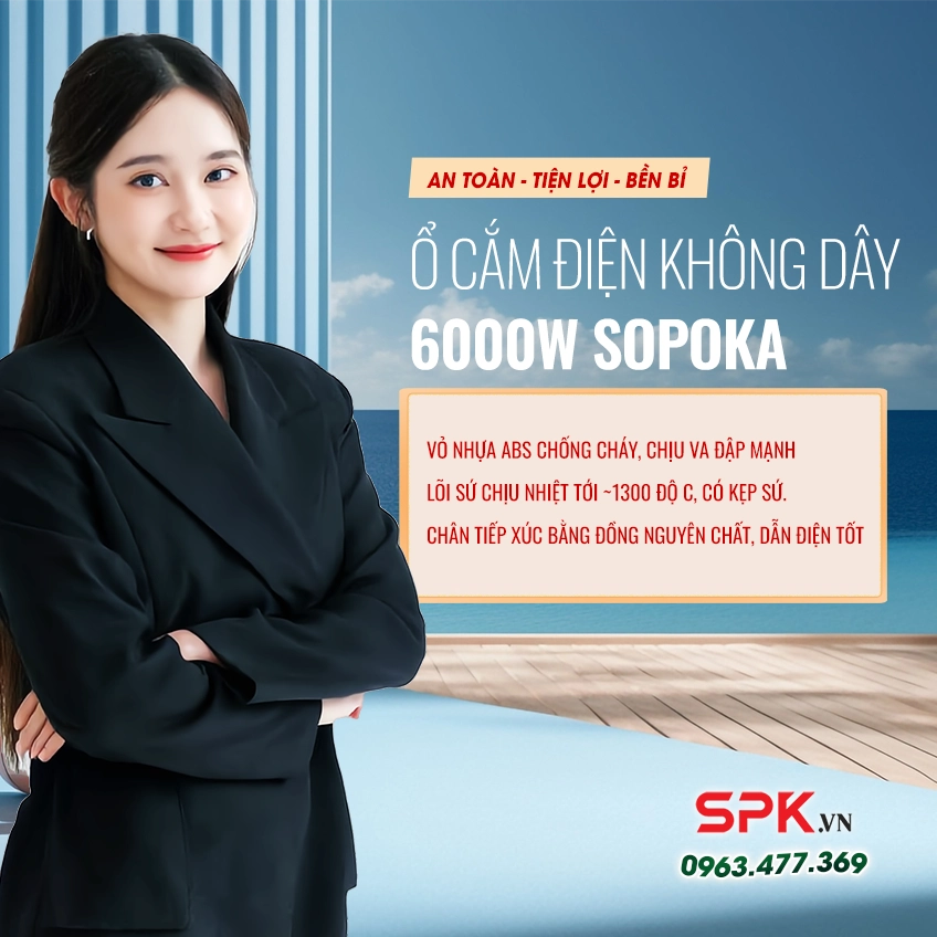 Ổ cắm điện không dây 6000W SOPOKA chính hãng tại SPK.VN