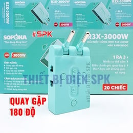 Ổ Chia Điện 3 Ngõ Dẹp Cổ Xoay 3000W 13A-220V R3X-3000W SOPOKA