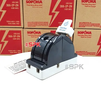 Cầu Dao Đảo Đế Sứ 1 Pha 30A 2P 600V 2N Màu Đen D19(A) SOPOKA