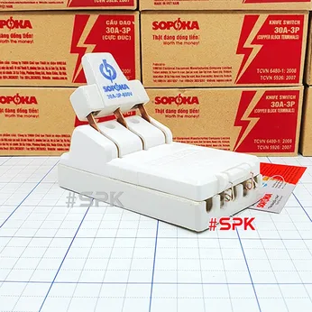 Cầu Dao Điện Đế Sứ 3 Pha 3P Cực Đúc Màu Trắng 30A 600V D9 SOPOKA