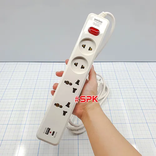 Ổ Cắm Điện 4 Lỗ Sạc Nhanh USB Lõi Sứ Chịu Nhiệt 2200W 4C2 SOPOKA
