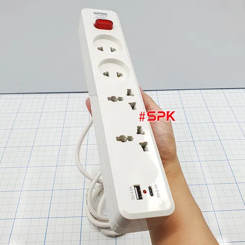 Ổ Cắm Điện 4 Lỗ Sạc Nhanh USB Lõi Sứ Chịu Nhiệt 2200W 4C2 SOPOKA