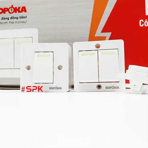 Công Tắc Điện Cao Cấp Dòng E SOPOKA - Công Tắc Đôi E2S