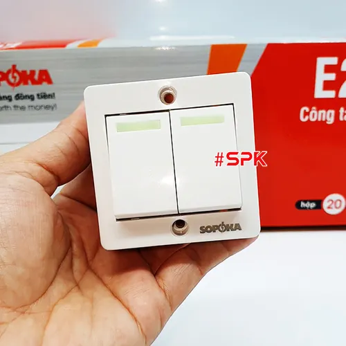 Công Tắc Điện Cao Cấp Dòng E SOPOKA - Công Tắc Đôi E2S