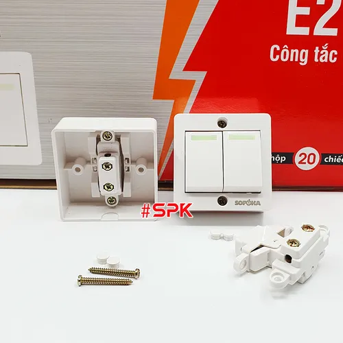 Công Tắc Điện Cao Cấp Dòng E SOPOKA - Công Tắc Đôi E2S