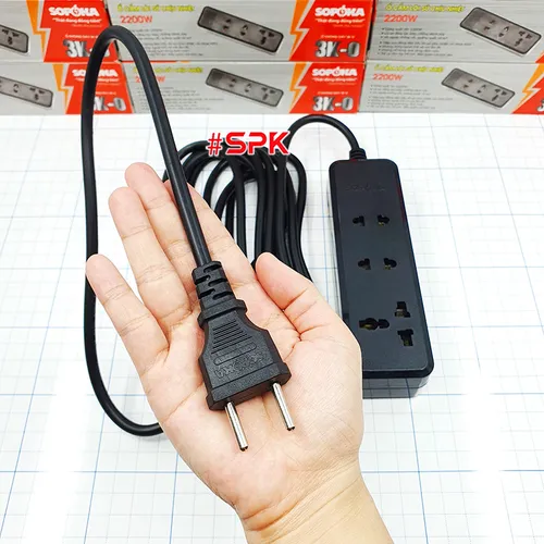 SOPOKA Ổ Cắm Điện 3 Lỗ 2200W Lõi Sứ Chịu Nhiệt Chống Va Đập 3K3 & 3K5