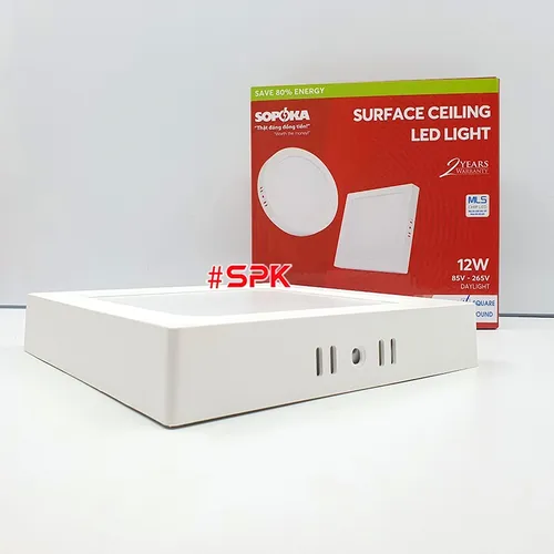 Bóng Đèn LED SS12W Ốp Trần Vuông 12 W Sáng Trắng Vành Nhựa SOPOKA