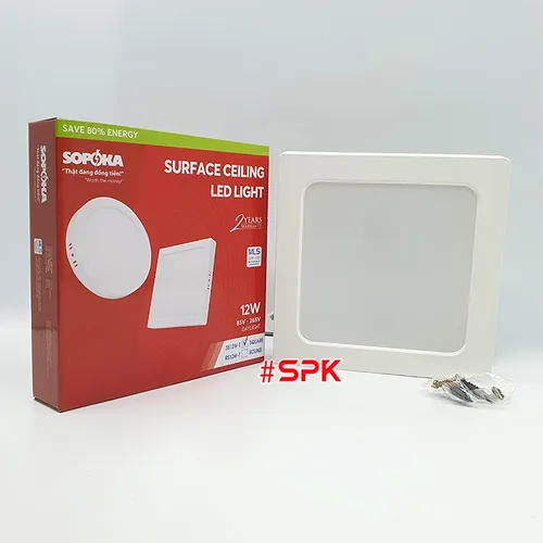 Bóng Đèn LED SS12W Ốp Trần Vuông 12 W Sáng Trắng Vành Nhựa SOPOKA