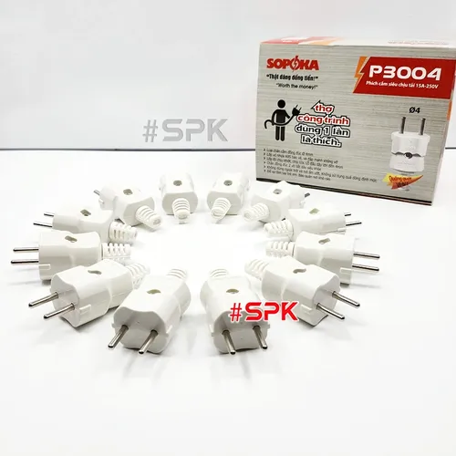 Phích Cắm Siêu Chịu Tải P3004 SOPOKA Công Suất Đến 3000W Ø4 – 15A 250V