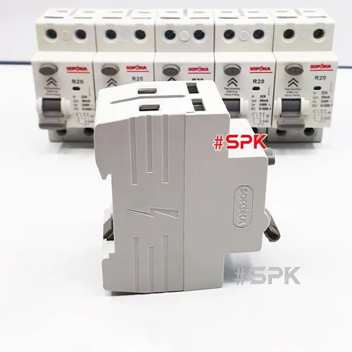 Aptomat Chống Giật RCCB 32A - 40A - 50A - 63A 1 Pha 2P 30mA Cấu Dao Chống Rò 2 Cực SOPOKA 