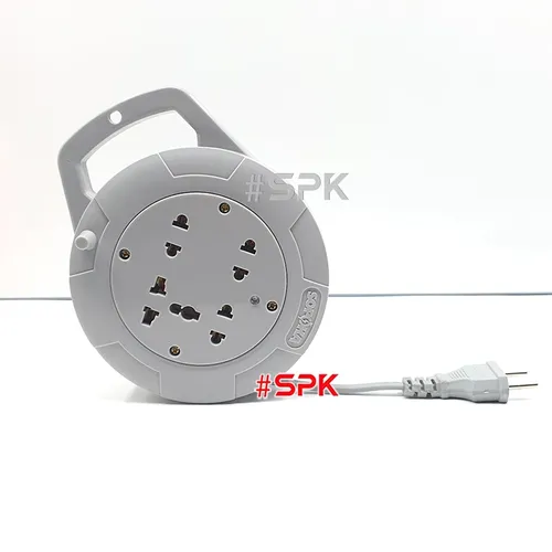 Ổ Cắm Điện Quay Cuộn Dây Tròn Chịu Tải 2200W Q45G/ Q75G Màu Ghi SOPOKA