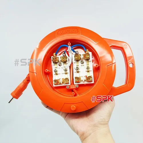 Ổ Cắm Điện Quay Cuộn Dây Tròn Chịu Tải 2200W Q45G/ Q75G Màu Ghi SOPOKA