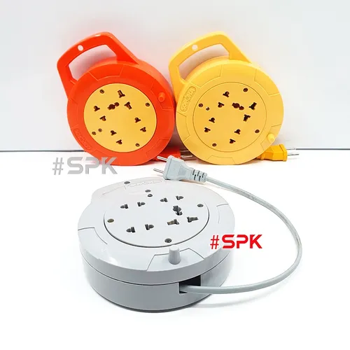 Ổ Cắm Điện Quay Cuộn Dây Tròn Chịu Tải 2200W Q45G/ Q75G Màu Ghi SOPOKA