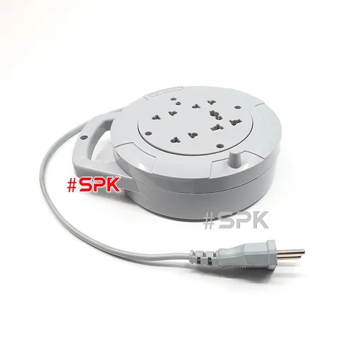 Ổ Cắm Điện Quay Cuộn Dây Tròn Chịu Tải 2200W Q45G/ Q75G Màu Ghi SOPOKA