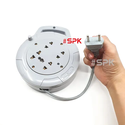 Ổ Cắm Điện Quay Cuộn Dây Tròn Chịu Tải 2200W Q45G/ Q75G Màu Ghi SOPOKA