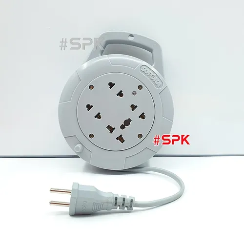 Ổ Cắm Điện Quay Cuộn Dây Tròn Chịu Tải 2200W Q45G/ Q75G Màu Ghi SOPOKA