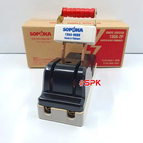 Cầu Dao Đế Sứ 1 Pha 150A-2P Màu Đen D34 SOPOKA