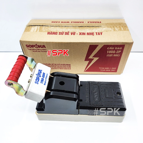 Cầu Dao Đế Sứ 1 Pha 100A 2P 600V Màu Đen D33 SOPOKA