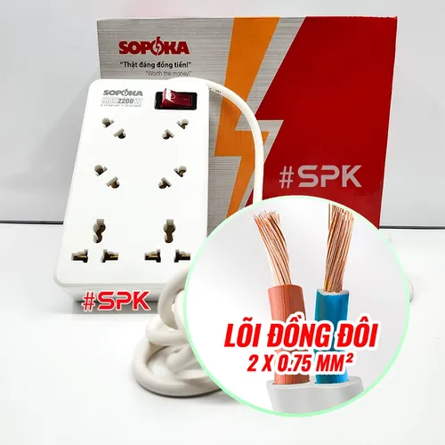 Ổ Cắm Điện 6 Lỗ Chéo Lõi Chịu Nhiệt 2200W 6A2 SOPOKA