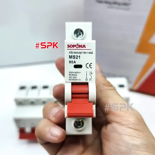 SOPOKA Cầu Dao Gạt Tay 1 Ngã 1P MS21 (Dải 15A–80A)