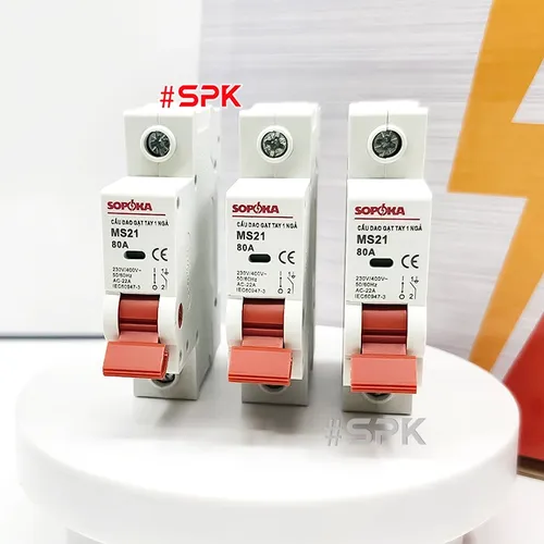 SOPOKA Cầu Dao Gạt Tay 1 Ngã 1P MS21 (Dải 15A–80A)