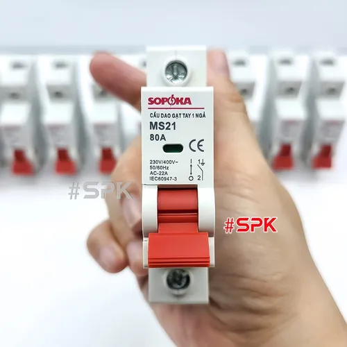 SOPOKA Cầu Dao Gạt Tay 1 Ngã 1P MS21 (Dải 15A–80A)