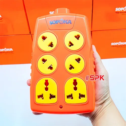 Ổ Cắm Điện 6000W 6 Lỗ Chéo Không Dây Siêu Chịu Tải 30A 6S-6000+C SOPOKA