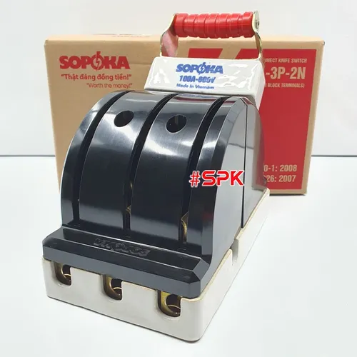 Cầu Dao Đảo Đế Sứ 3 Pha 100A 3P 2N 600V Màu Đen D37 SOPOKA