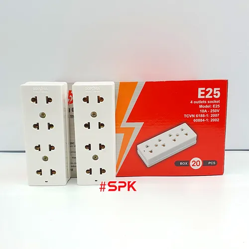 Ổ Cắm Điện 4 Lỗ Gắn Tường Gắn Táp Lô E25 SOPOKA