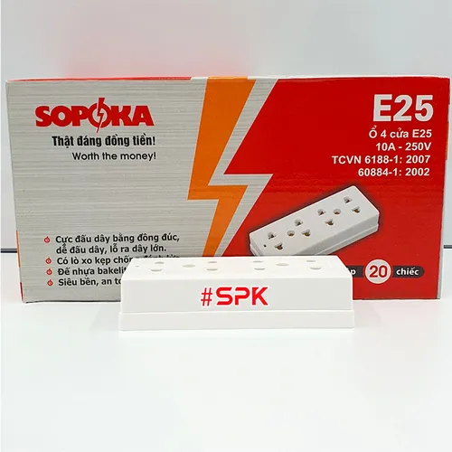 Ổ Cắm Điện 4 Lỗ Gắn Tường Gắn Táp Lô E25 SOPOKA