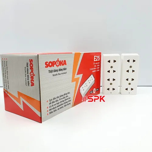 Ổ Cắm Điện 4 Lỗ Gắn Tường Gắn Táp Lô E25 SOPOKA