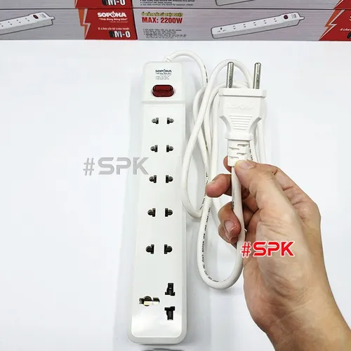 Ổ Cắm Điện 6 Lỗ 2200W Lõi Sứ Có Dây Và Công Tắc 6M2 SOPOKA